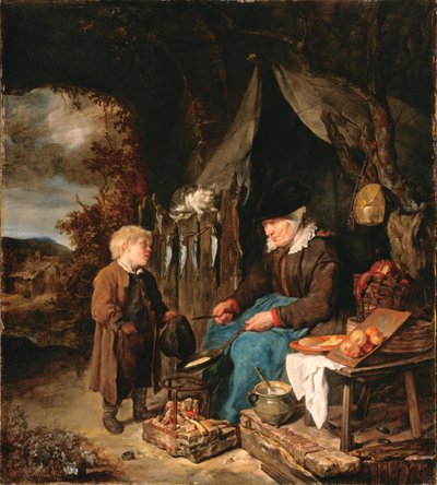 Il cuoco di frittelle con un ragazzo da Gabriel Metsu